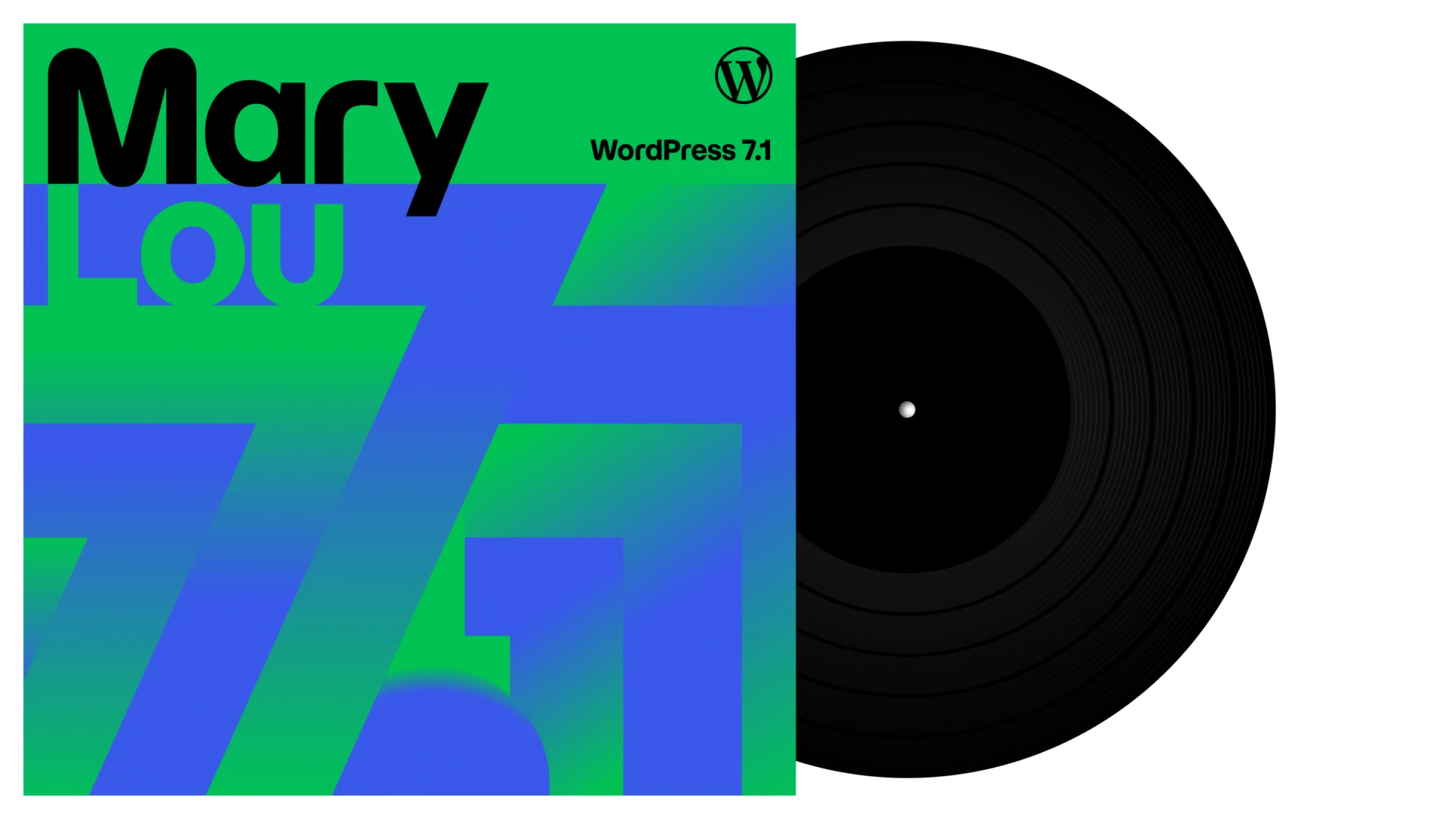 Official WordPress 7.1 Mary Lou release artwork showing a colorful record-inspired design